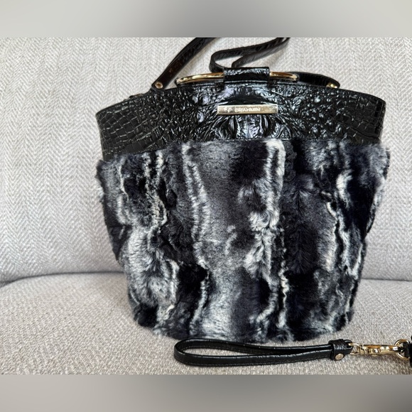 Brahmin Black and Gray Fur Shoulder Bag - Picture 3 of 7